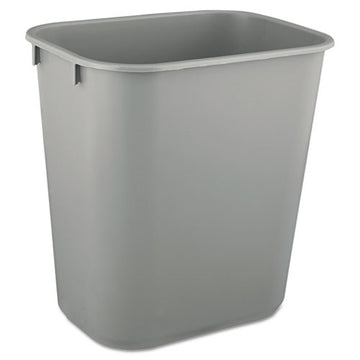 Rubbermaid® Commercial Deskside Plastic Wastebasket, Rectangular, 3.5 Gal, Gray freeshipping - TVN Wholesale